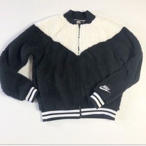 Nike Sherpa Bomber Jacket Black & White XS